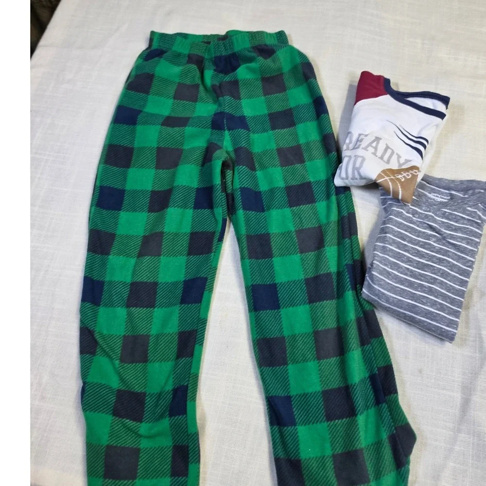 Boys Carter's Jumping Beans 3pc Set Football Tee Striped Shirt Plaid Pants Sz 6